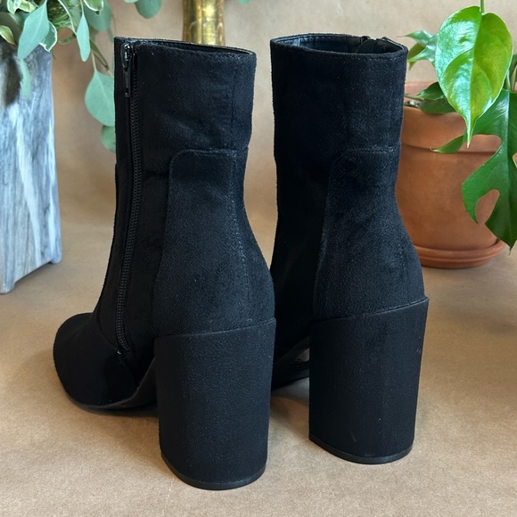 Black suede high heeled ankle boots | Size 7 - Picture 3 of 14